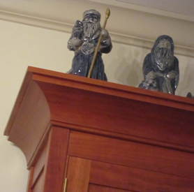 close-up on bonnet of hutch built by Welch Millwork and Design